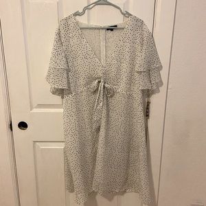 Plus Size White with black Polka dots Summer Dress